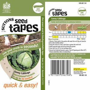 Suttons Seed Tape - Savoy Cabbage