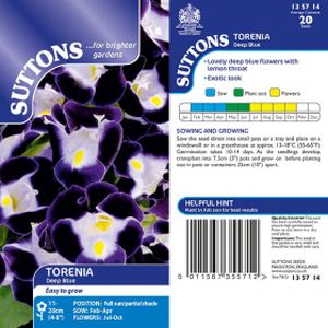 Suttons Torenia Seeds - Deep Blue