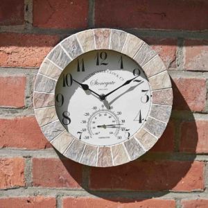 Smart Stonegate Wall Clock & Thermometer 10''