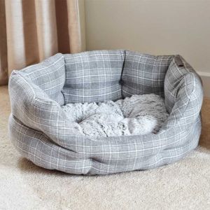 Zoon Grey Plaid Oval Bed Xl