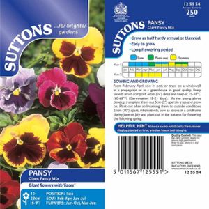 Suttons Pansy Giant Fancy Mix