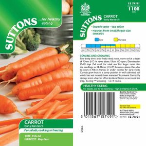 Suttons Veg Carrot Early Nantes 5