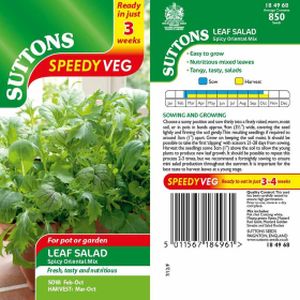 Suttons Veg Speedy Seeds Leaf Salad Spicy 2 Mix