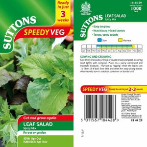 Suttons Veg Speedy Seeds Leaf Salad Spicy Mix