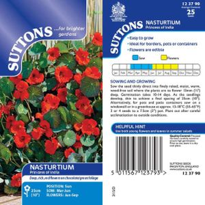 Suttons Nasturtium Princess Of India Seeds