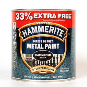 Hammerite Direct to Rust Metal Paint Hammered Black 750ml + 33% Extra Free