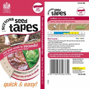 Suttons Seed Tape Lettuce Mix - Red/Green Cos