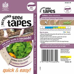 Suttons Seed Tape Lettuce Webbs Wonderful