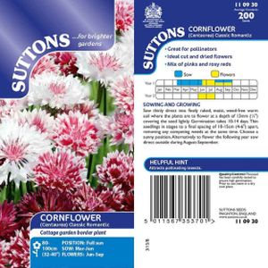 Suttons Cornflower Seeds - Classic Romantic (Centaurea)