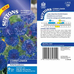 Suttons Cornflower Seeds - Blue Diadem
