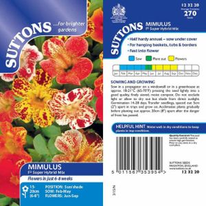 Suttons Mimulus Seeds - F2 Super Hybrids