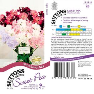 Suttons Sweet Pea Seeds - Showbench Seed Mix