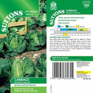 Suttons Cabbage Seeds -  Wheelers Imperial