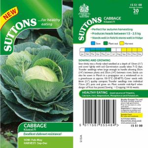 Suttons Cabbage Seeds - F1 Kilazol