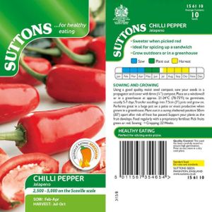 Suttons Pepper Chilli Seeds - Jalapeno