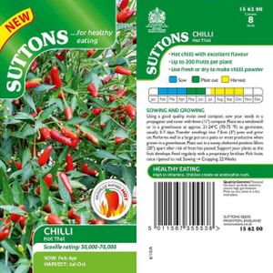 Suttons Pepper Chilli Seeds - Hot Thai