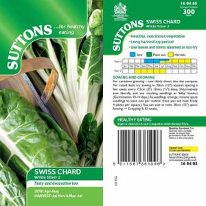 Suttons Spinach Chard Seeds - White Silver 2 - Sea Kale