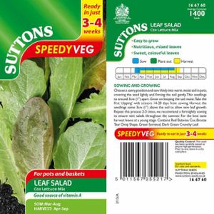 Suttons Leaf Salad Cos Lettuce Speedy Veg