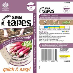 Suttons Seed Tape Radish French Breakfast 3