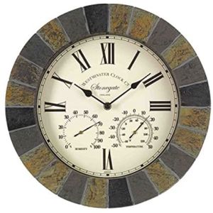 Smart Garden Stonegate Slate Wall Clock & Thermometer 14''