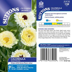 Suttons Calendula Seeds - Snow Princess