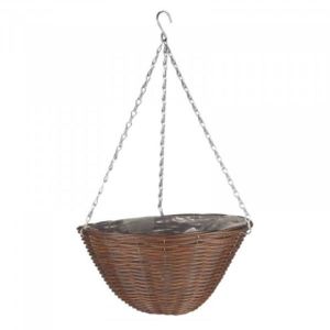 Smart 14" Chestnut Faux Rattan Hanging Basket