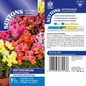 Suttons Antirrhinum F1 Crackle & Pop Mix