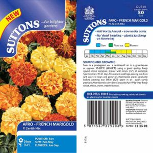 Suttons Afro X French Marigold F1 Zenith Seeds