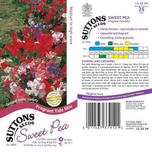 Suttons Sweet Pea Fragrant Tide Seeds