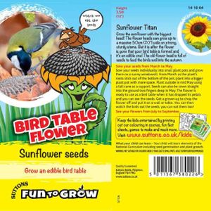 Suttons Fun-To-Grow Bird Table Flower Sunflower