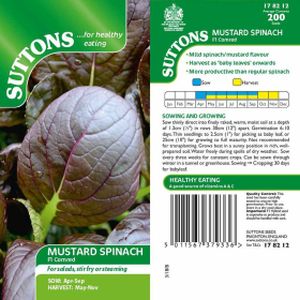 Suttons Mustard Spinach F1 Komatsuna Com