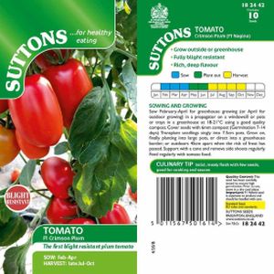 Suttons Tomato-Crimson Plum F1