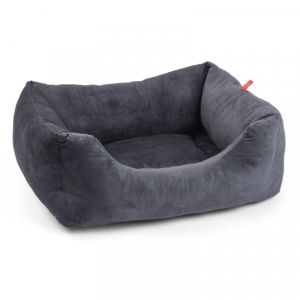 Zoon Velour Charcoal Grey Square Bed - S