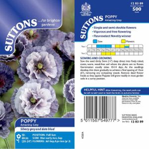 Suttons Poppy Seeds - Amazing Grey