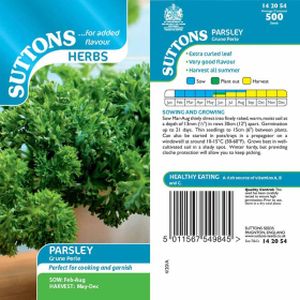 Suttons Parsley Seeds - Grune Perle