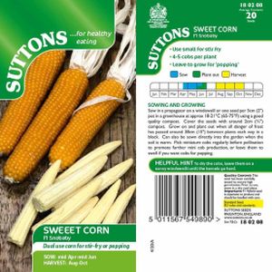 Suttons Sweet Corn Seeds - Snobaby F1