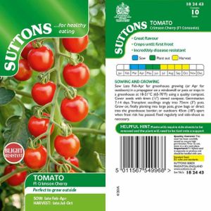 Suttons Tomato Seeds - Crimson Cherry F1