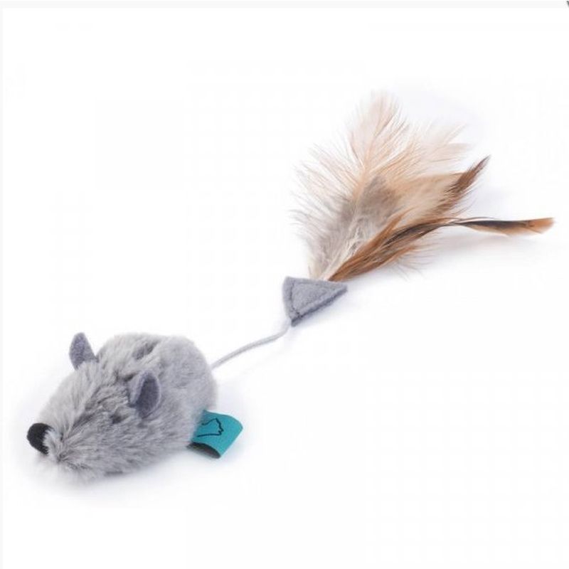 Zoon Nip-It Catnip Grey Mouse & Feather